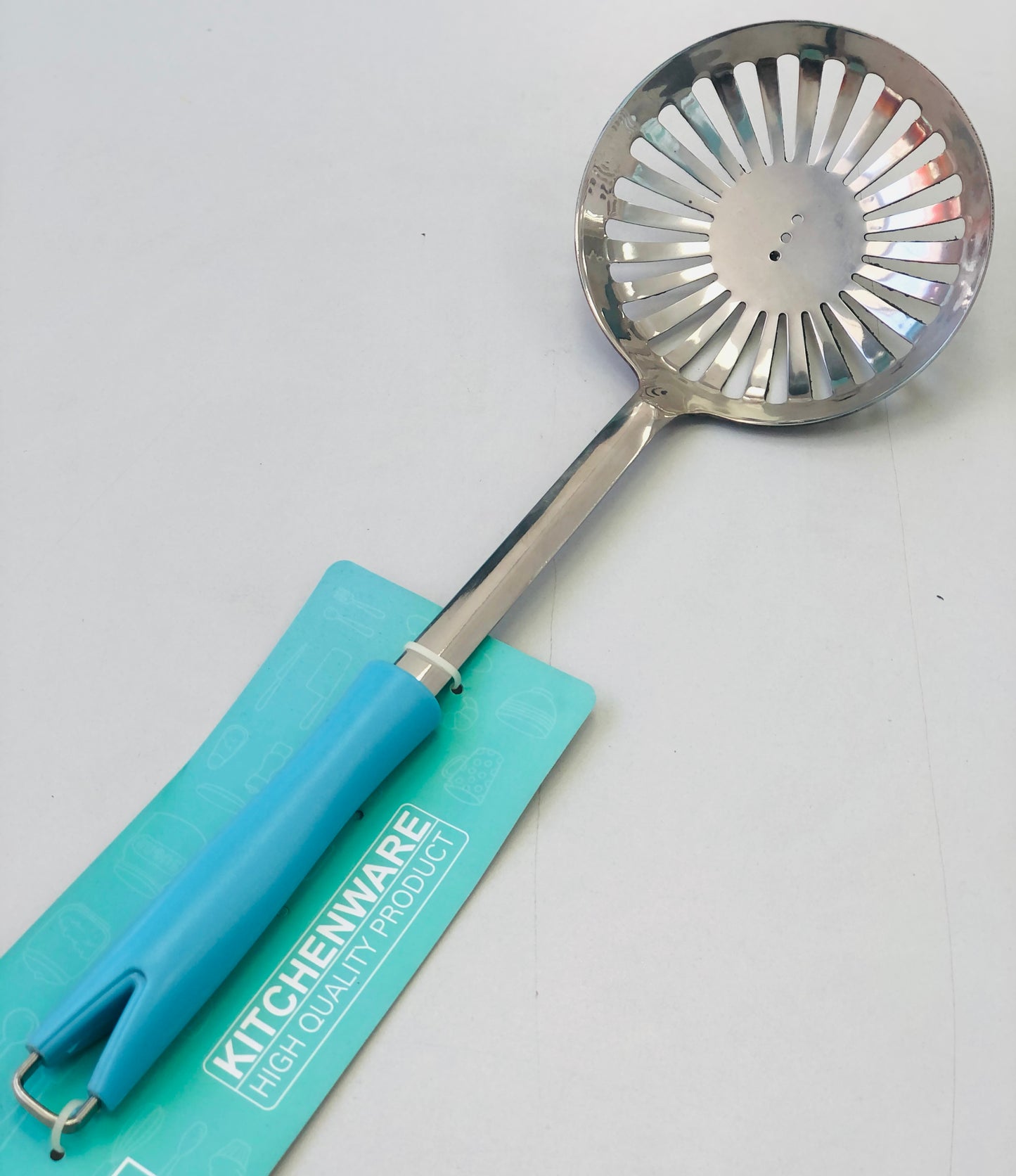Stainless steel perforated ladle with colorful handle
