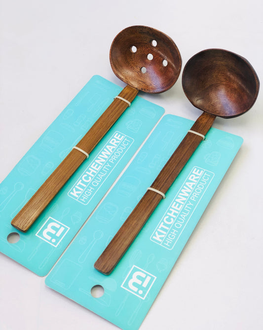 Wooden ladle and strainer
