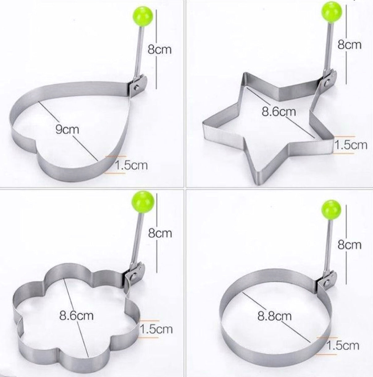 Stainless steel egg frying molds