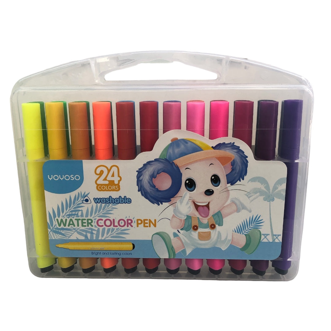 24 Color Water Based Felt Tip Pens Box