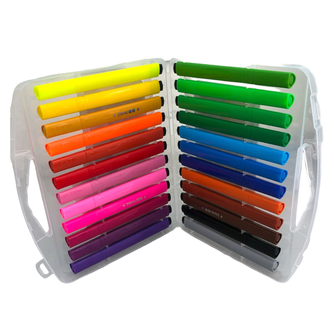 24 Color Water Based Felt Tip Pens Box