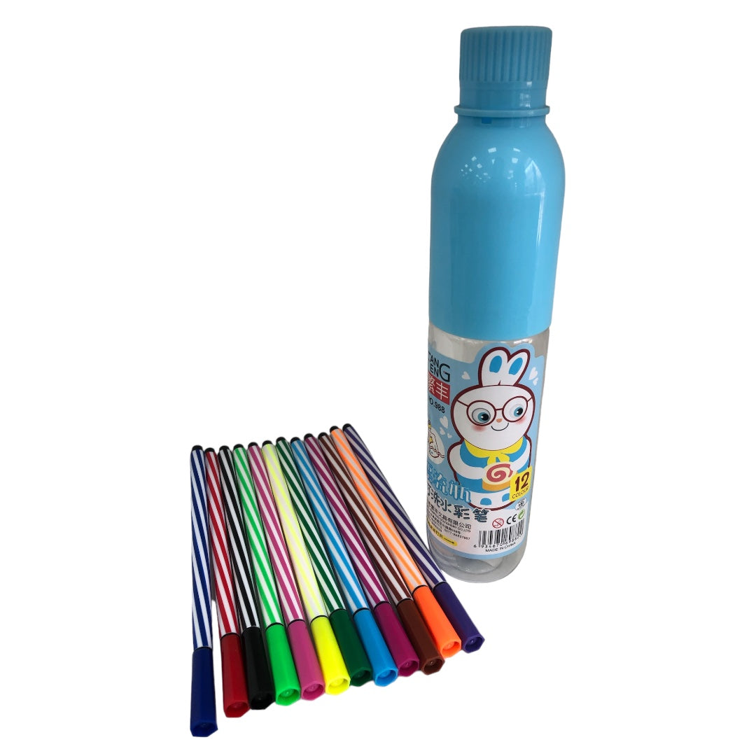 Pen holder with 12 fine felt tip pens