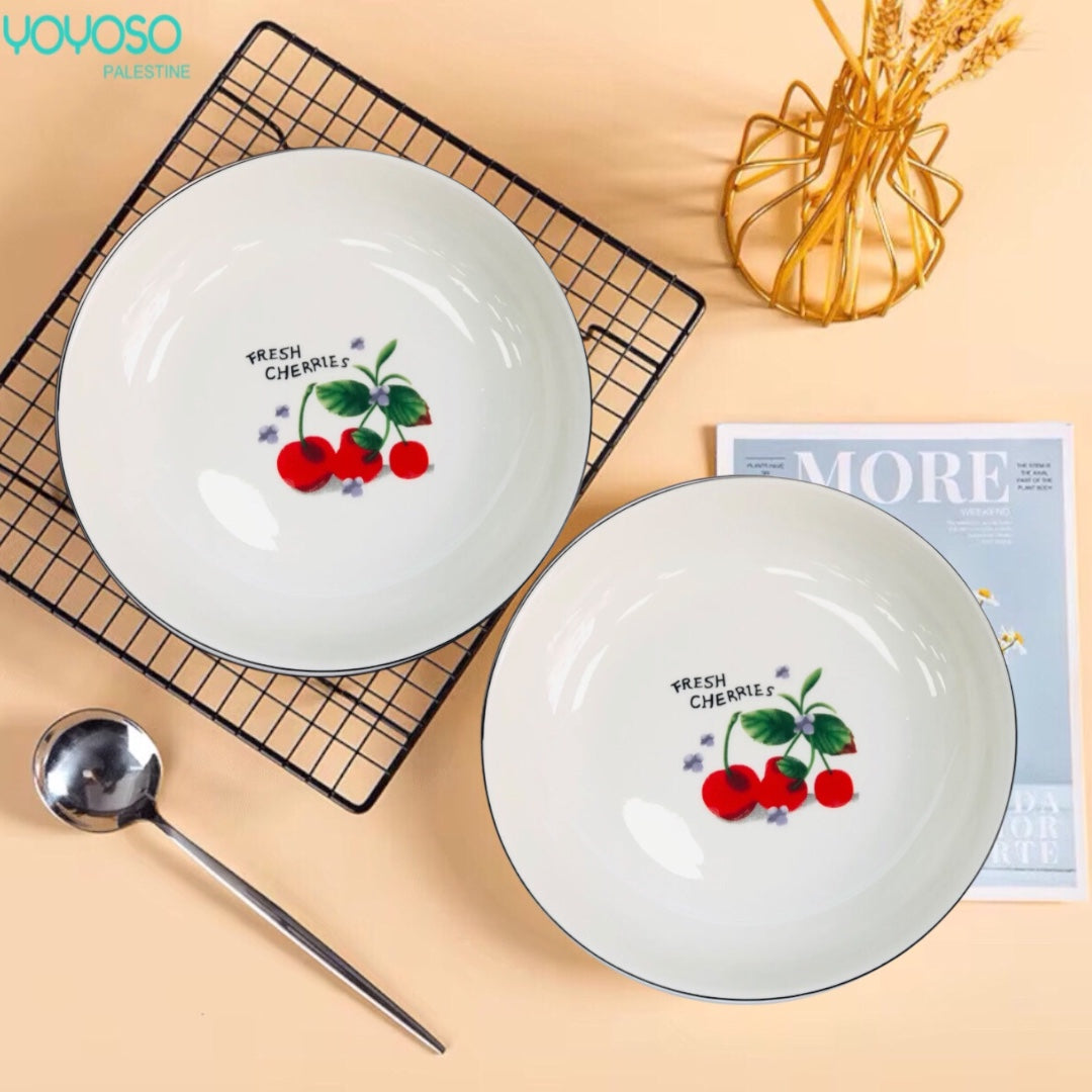 Cherry flat ceramic plate