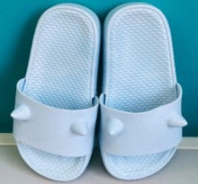 Light blue baby diaper with horns
