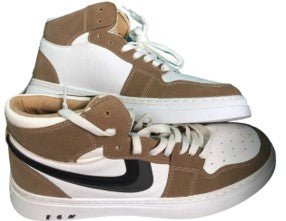Beige and white Jordan high-top shoes