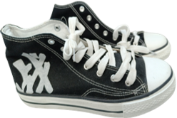 Black high-top shoes with lace