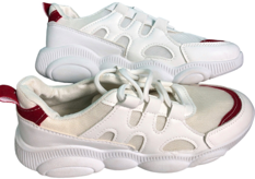 White and red lace-up shoes
