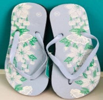 Blue and white toe sandals