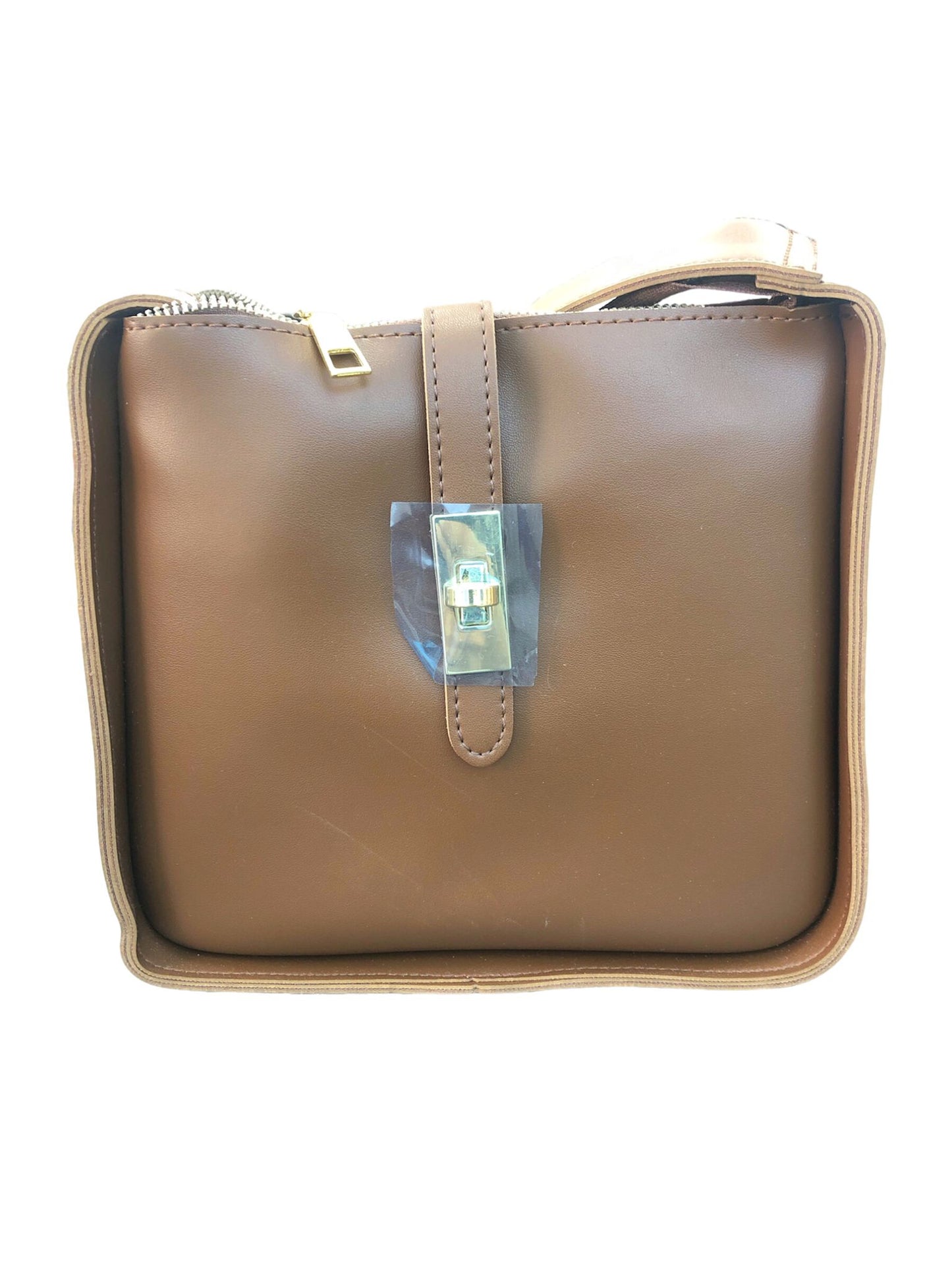 Brown leather square ladies bag