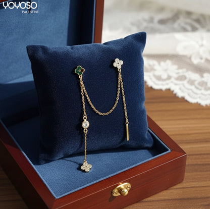 حلق طويل ذهبي لف وردة