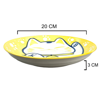 صحن سيراميك القطة الصفراء 8.3 انش