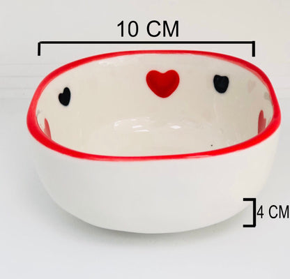 صحن سيراميك صغير مربع قلوب 3.8 انش