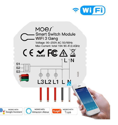 وحدة التحكم بالانارة الذكي 3 مداخل واي فاي