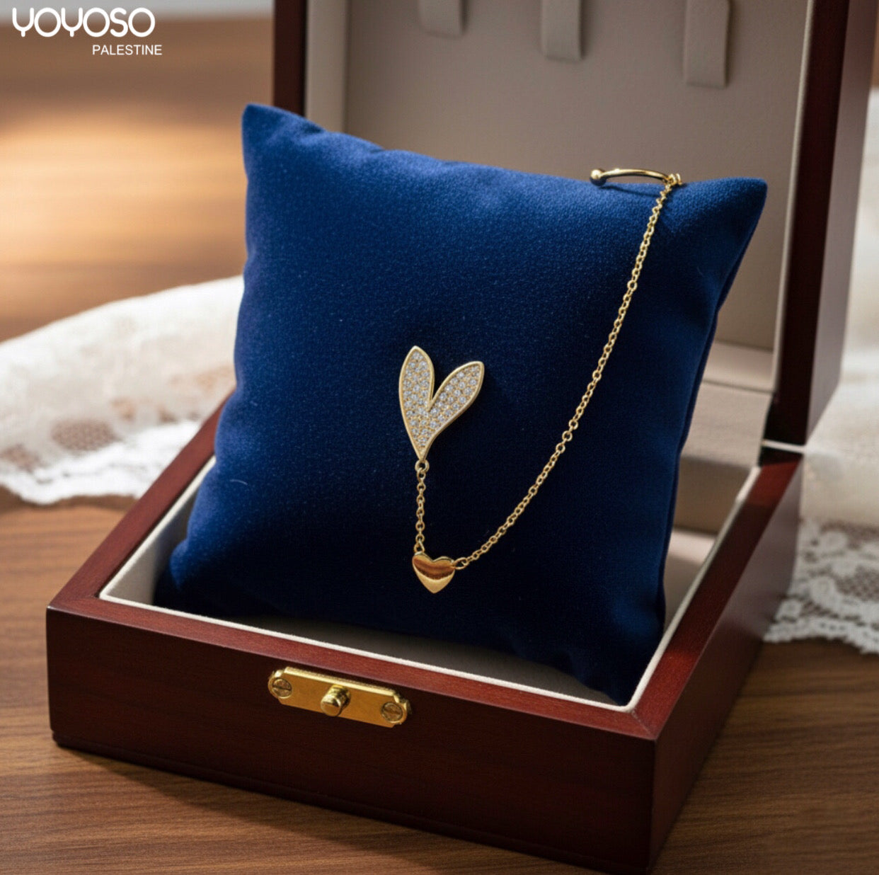 حلق طويل لف ذهبي قلب