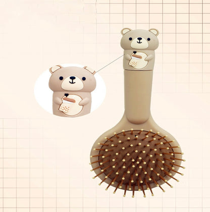 فرشاة شعر دب مع مرآة