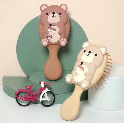 فرشاة شعر بلاستيك صغيرة دب