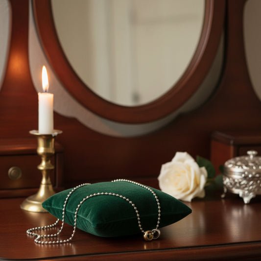 A short necklace with two rings, gold and silver