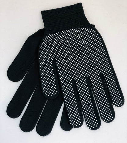 Couple of black fabric anti-slip gloves