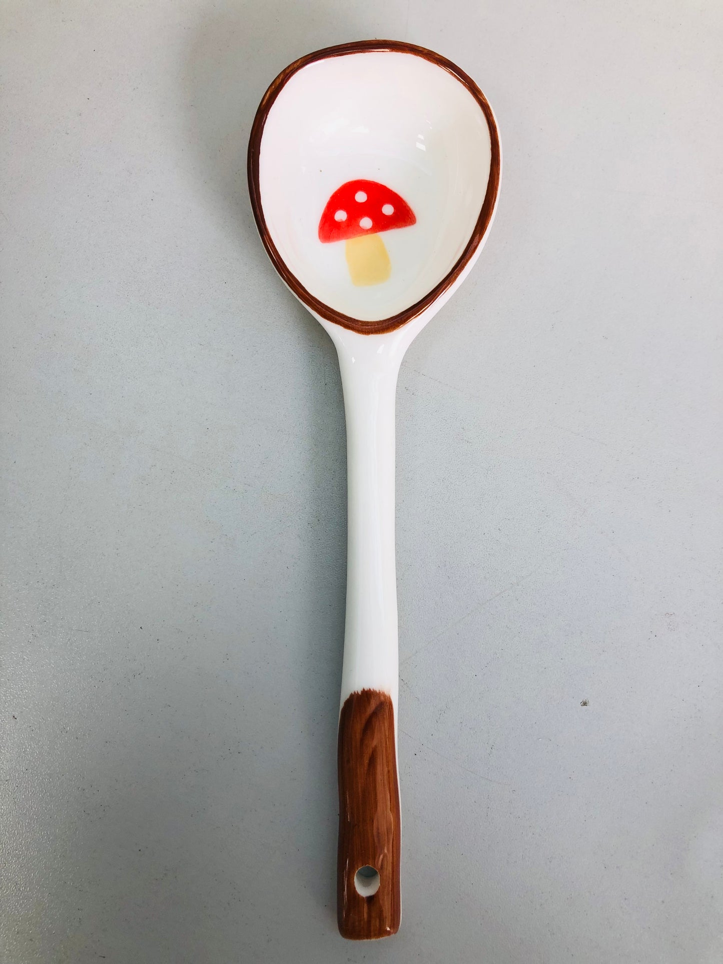 Red mushroom ceramic spoon