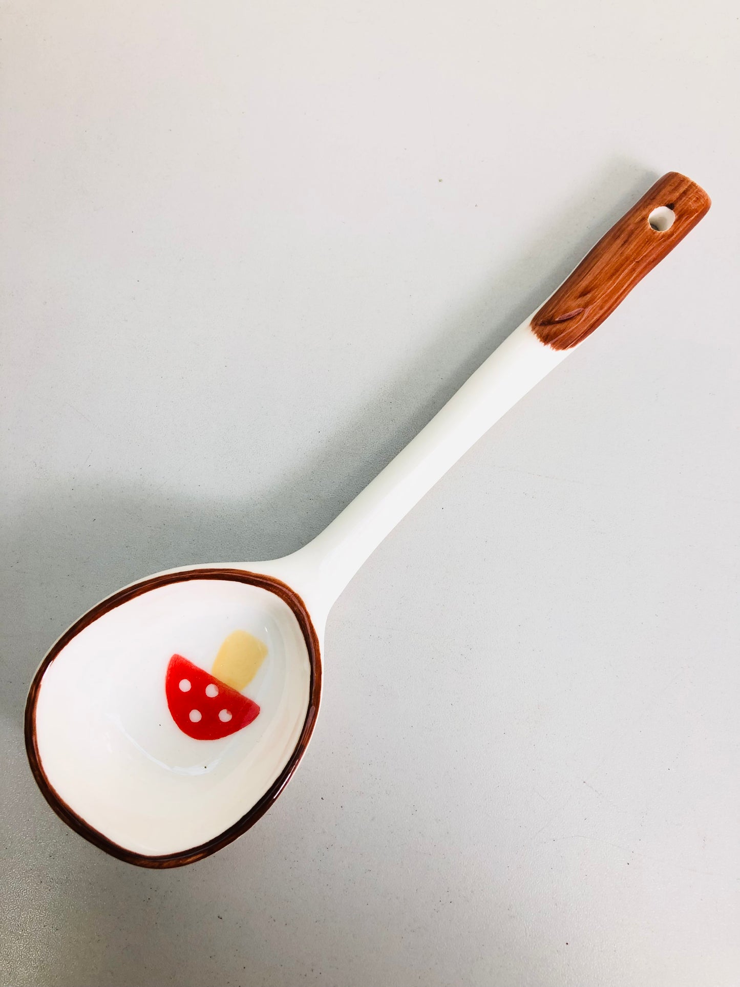 Red mushroom ceramic spoon