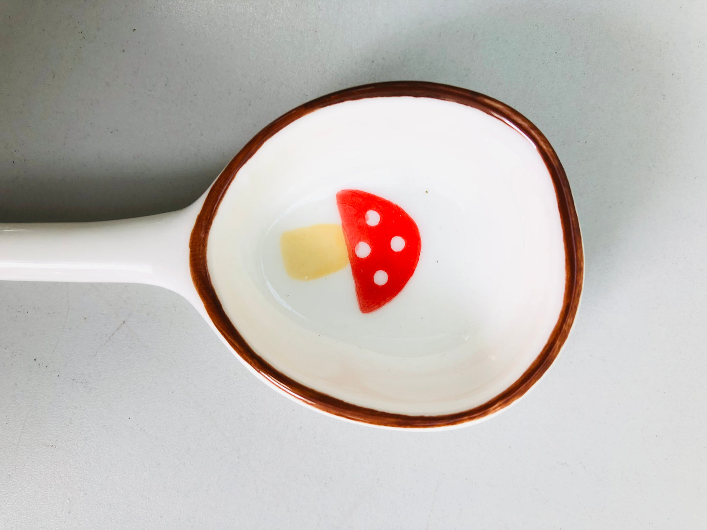 Red mushroom ceramic spoon