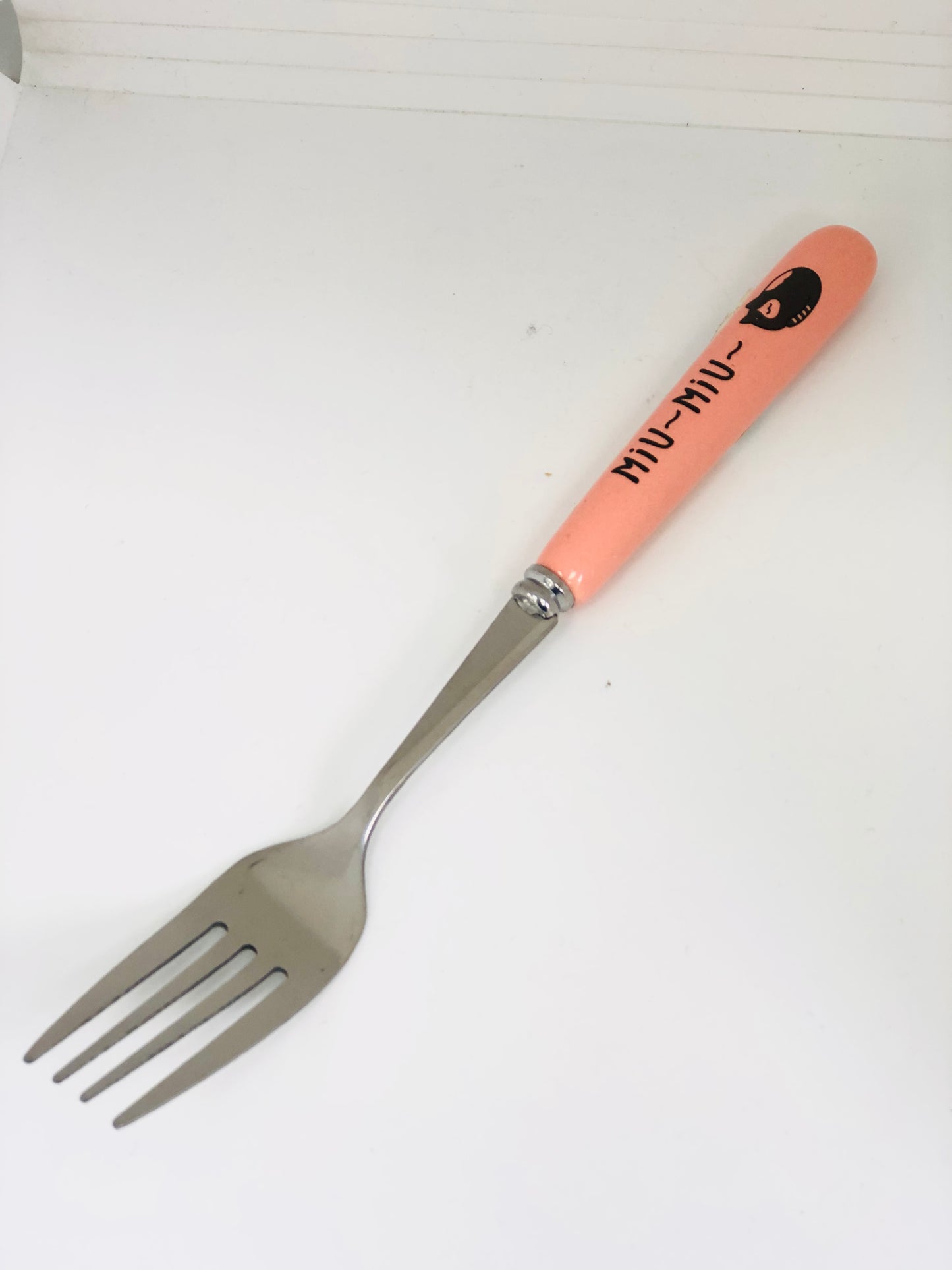 Pink cat spoon and fork set