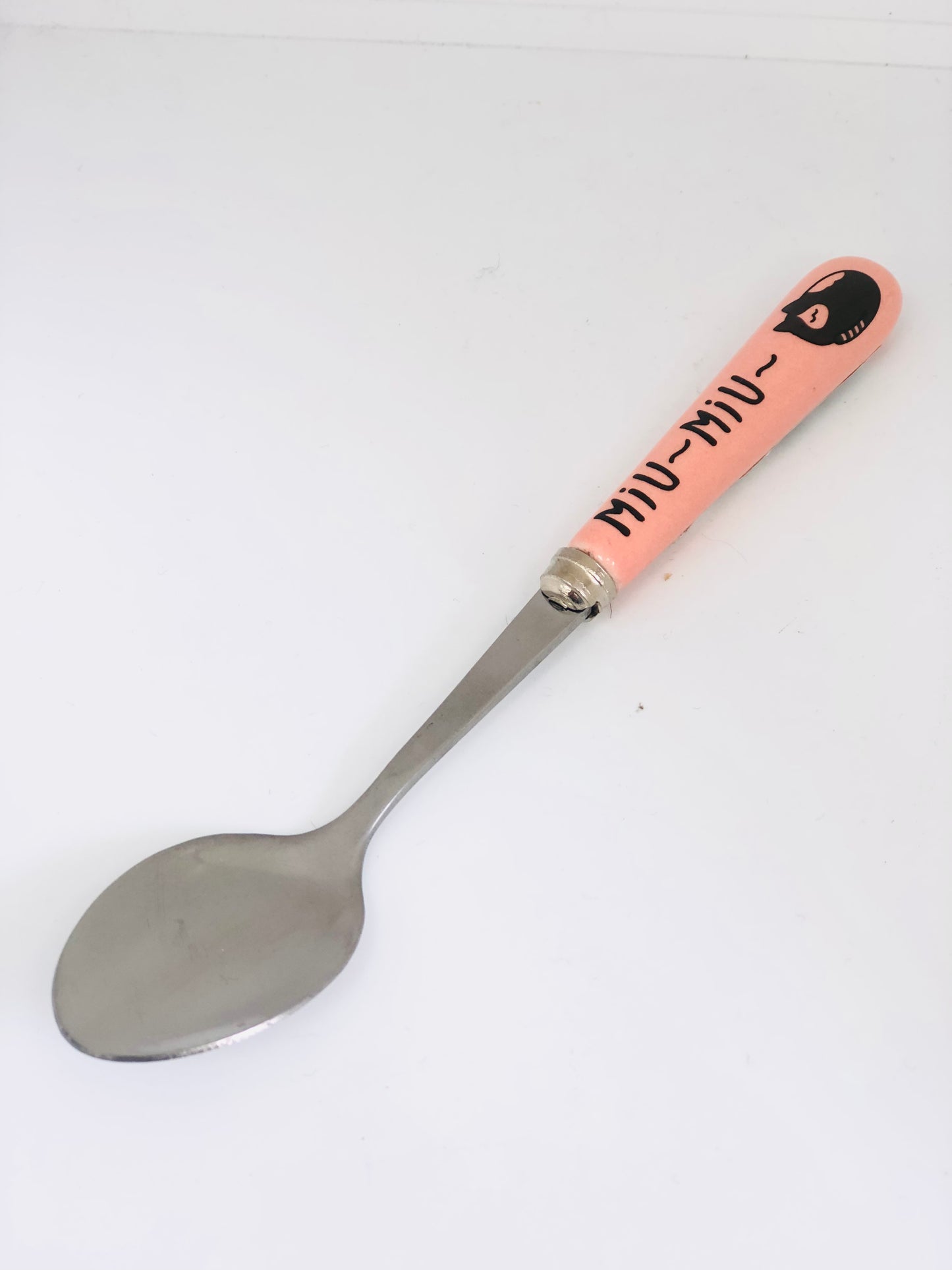 Pink cat spoon and fork set