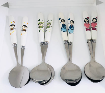 Ceramic spoon with a drawing of a girl