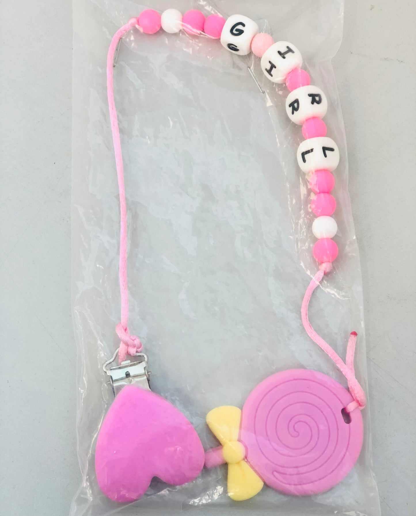 Baby pendant with teether and medical silicone letters