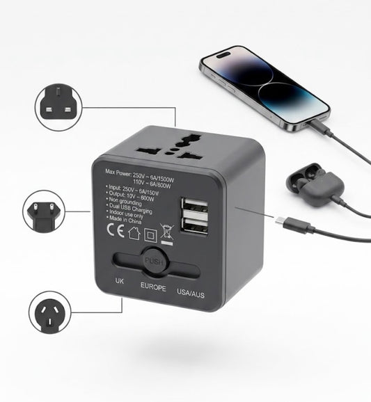 USB  محول سفر متعدد الجنسيات مع شاحن