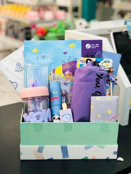 Purple and blue gift package