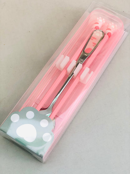 Chopsticks with cat hand spoon