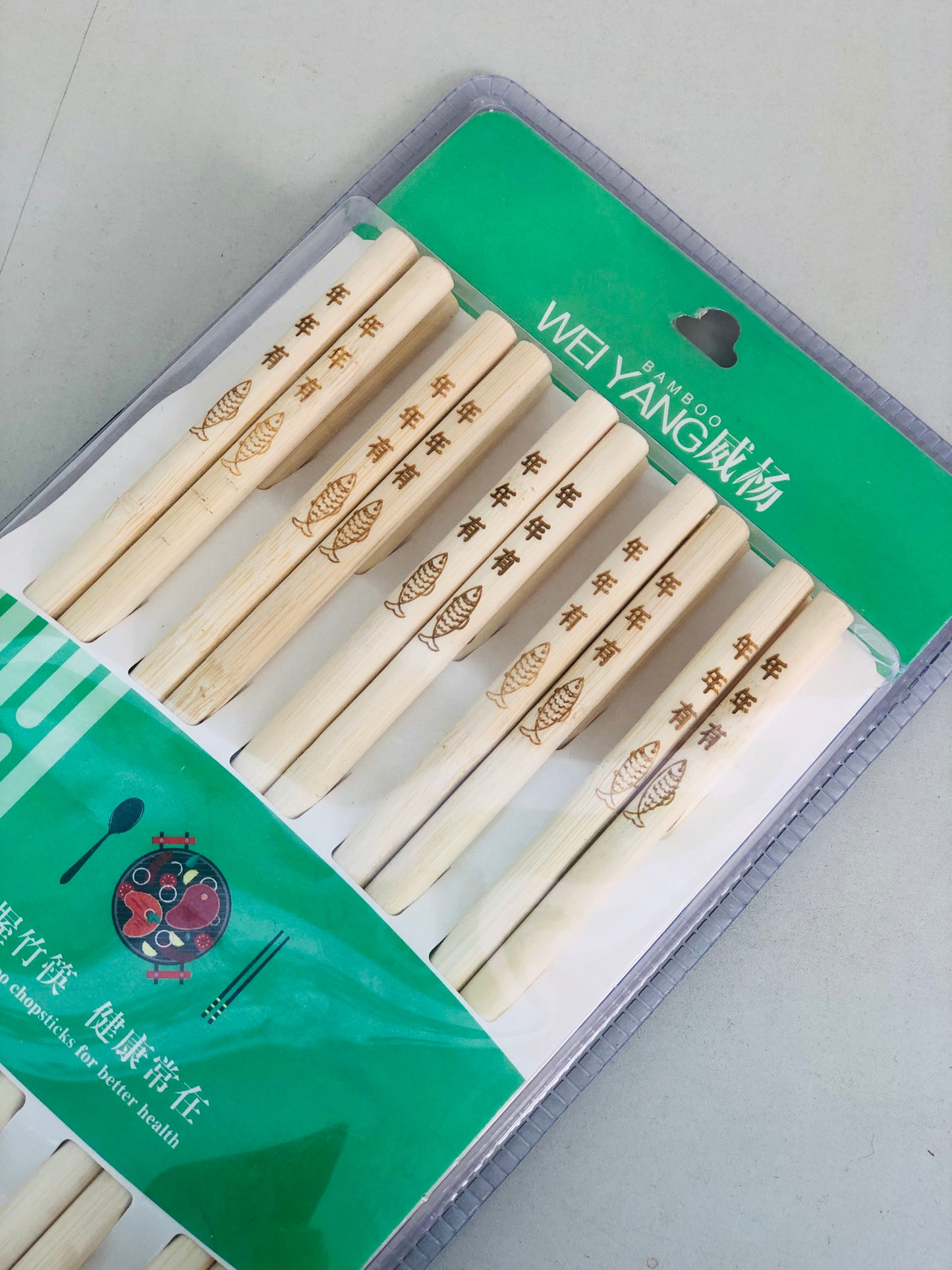 Wooden chopsticks with engraving