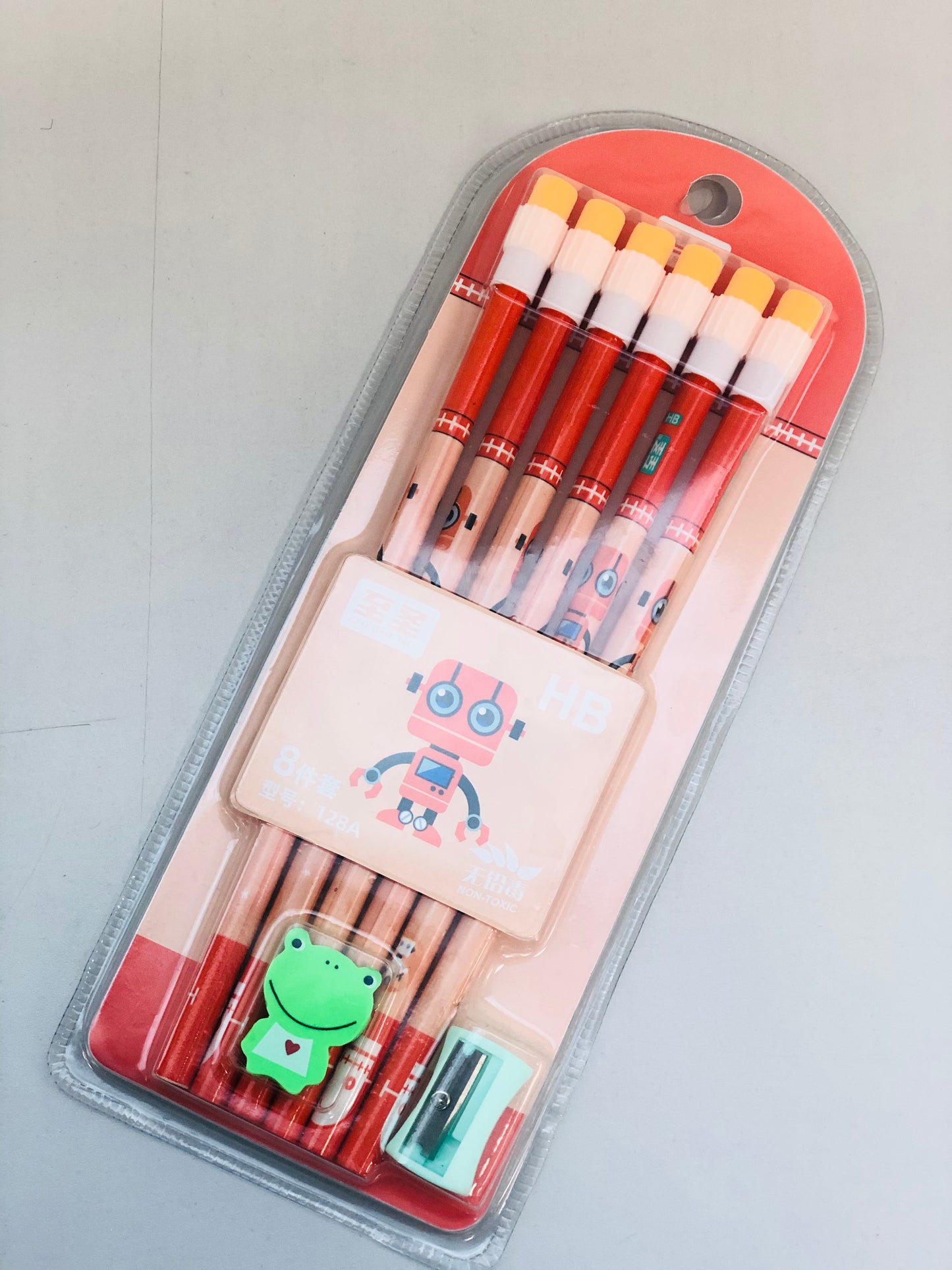 Packages of 6 pencils with eraser and sharpener