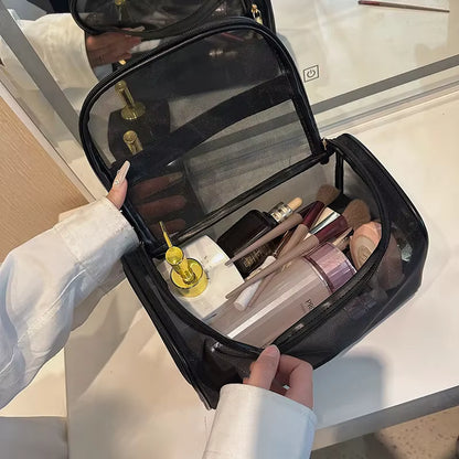 شنطة قماش مخرمة لتنظيم الميكب