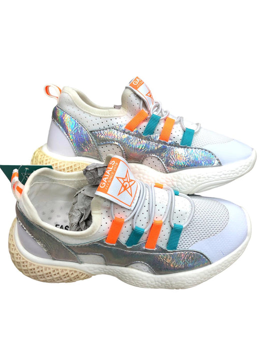 White shoes with colored laces