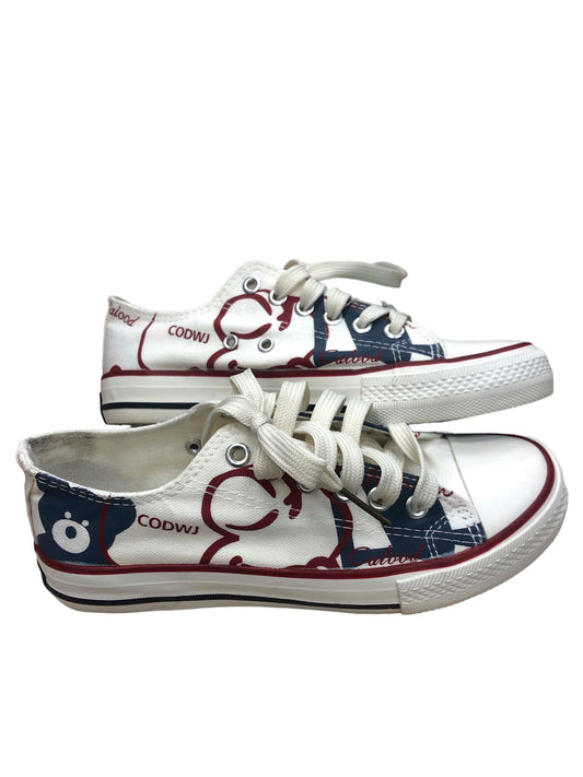 White and red lace-up shoes