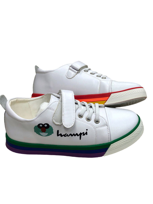 White colored shoes on the bottom