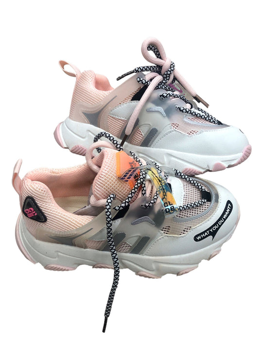 Pink children's shoes with laces