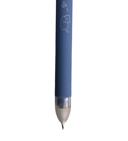 Blue ink erasable pen with cork toy