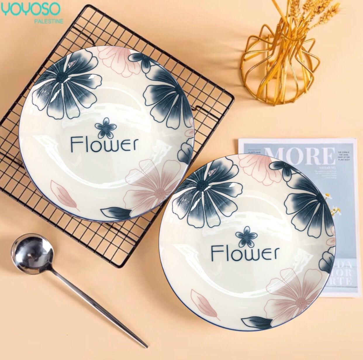 Flower صحن سيراميك 8 انش