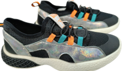 Black shoes with colorful laces